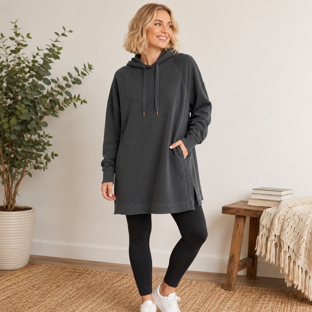 American Eagle Oversized Fit Hoodie Dress Charcoal SzS Athleisure Comfortcore